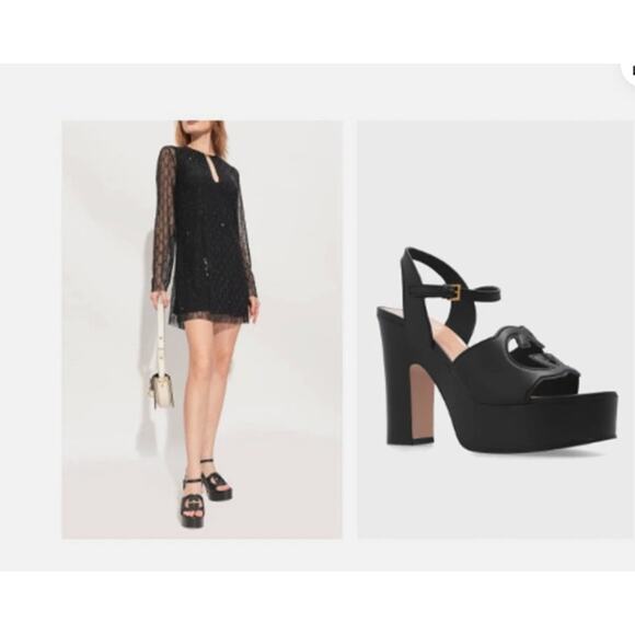 Gucci Interlocking G Platform High Heel Sandal Black Leather Cosmo Softy EU39 .5 - Picture 4 of 12